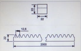 Cremallera zincada soldar para puerta corredera 22x22x2000 mm AUMON - 1