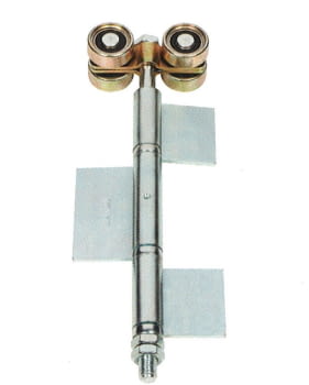 Roldana doble con bisagra soldar para puerta librillo serie media zinc/bicro