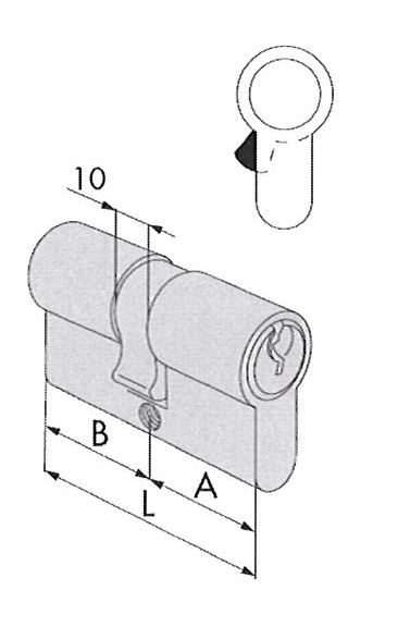 Cilindro de serreta latonado de excéntrica  15 mm   CISA - 1
